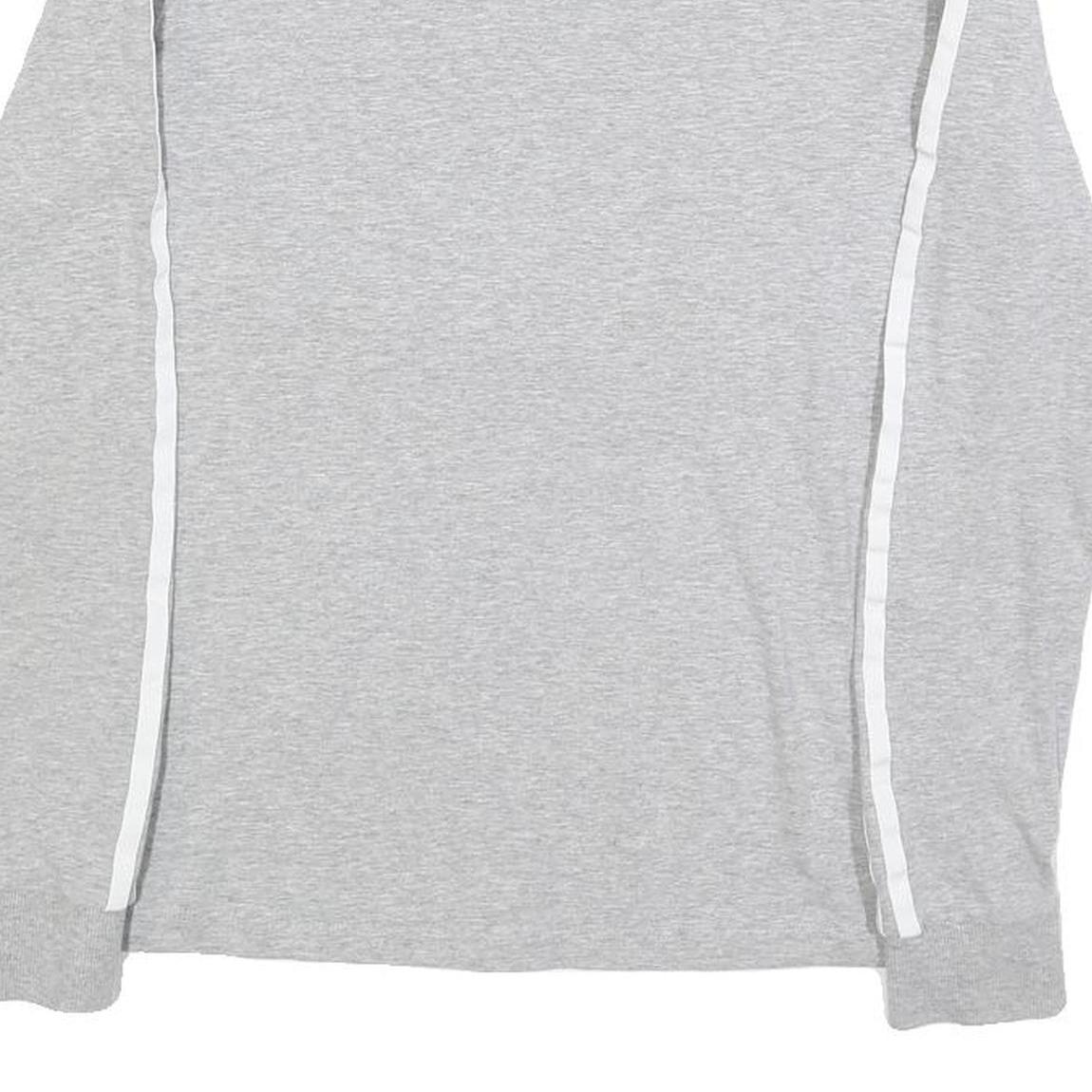 ADIDAS Womens Grey & White Long Sleeve Crew Neck Cotton Blend T-Shirt UK 10