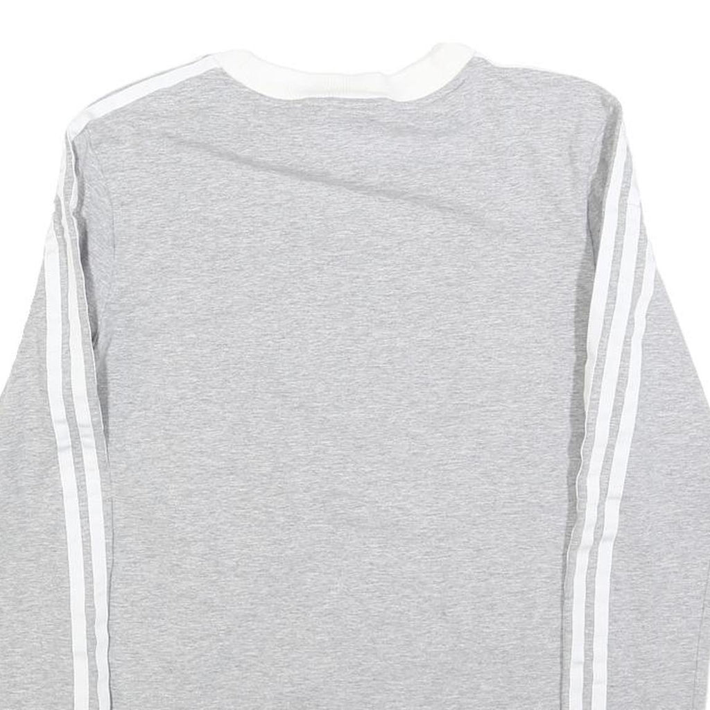 ADIDAS Womens Grey & White Long Sleeve Crew Neck Cotton Blend T-Shirt UK 10