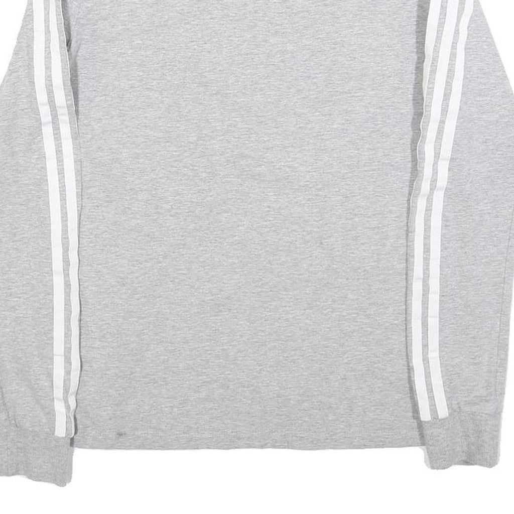ADIDAS Womens Grey & White Long Sleeve Crew Neck Cotton Blend T-Shirt UK 10