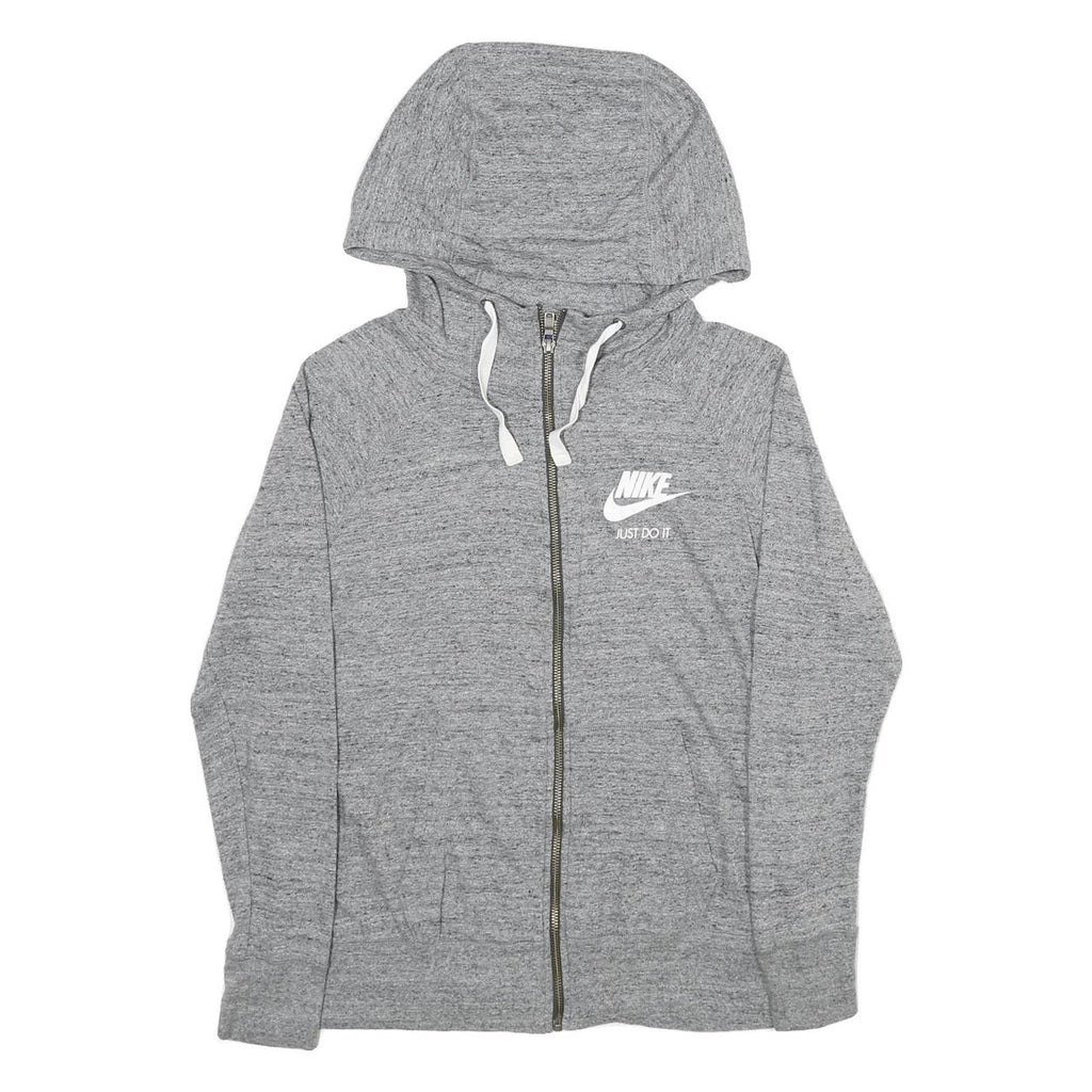 NIKE Womens Grey Full Zip Hoodie L Cotton Blend Casual Sportswear