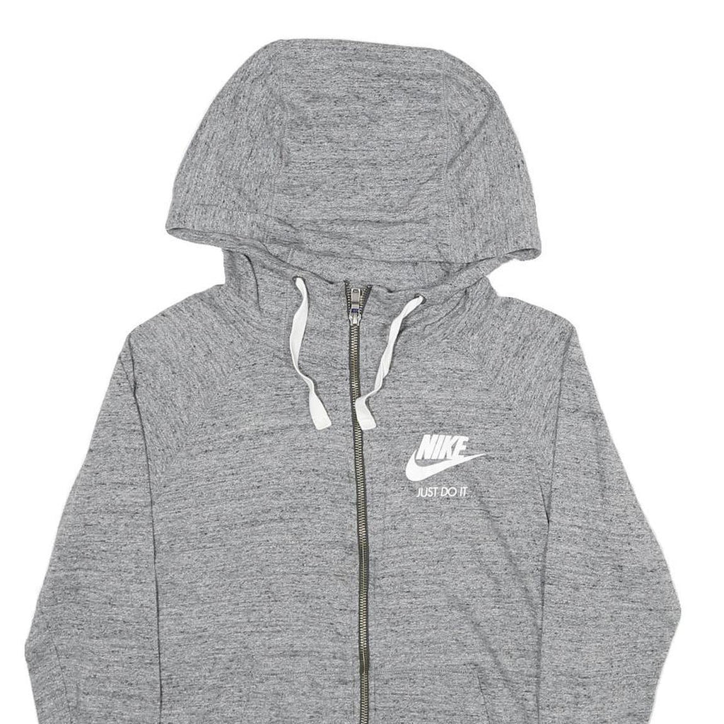 NIKE Womens Grey Full Zip Hoodie L Cotton Blend Casual Sportswear