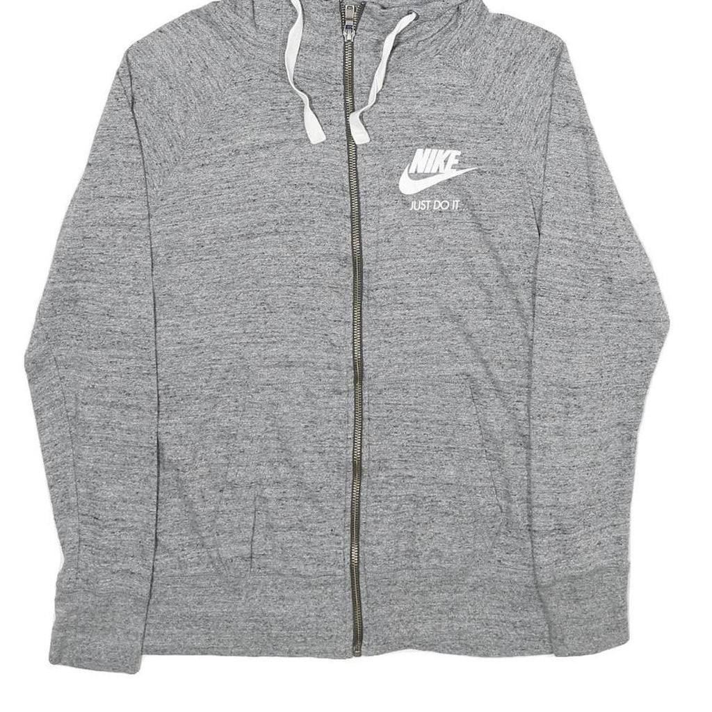 NIKE Womens Grey Full Zip Hoodie L Cotton Blend Casual Sportswear