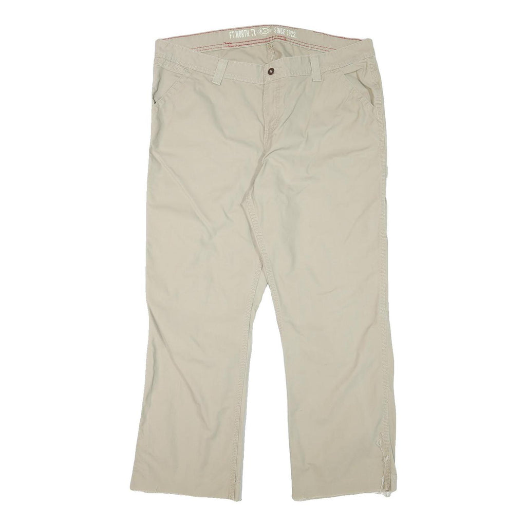 DICKIES Mens Relaxed Beige Cotton Blend Trousers W40 L30 Workwear Zip Closure