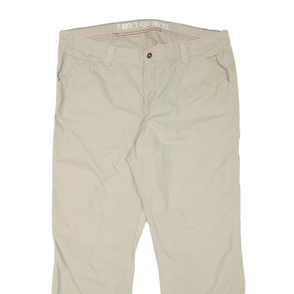 DICKIES Mens Relaxed Beige Cotton Blend Trousers W40 L30 Workwear Zip Closure