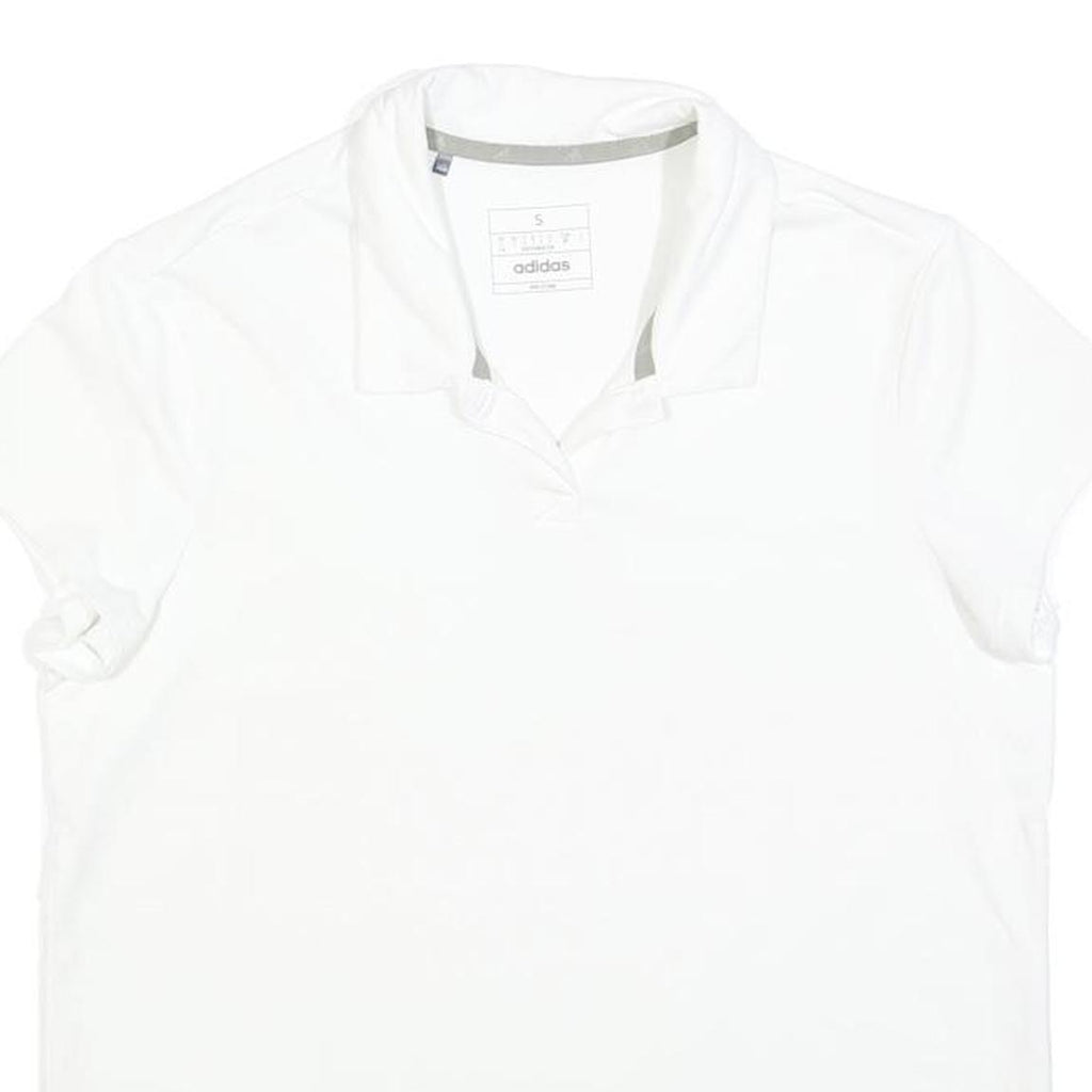 ADIDAS Womens White Short Sleeve Plain Polo Shirt S Cotton Blend Sport