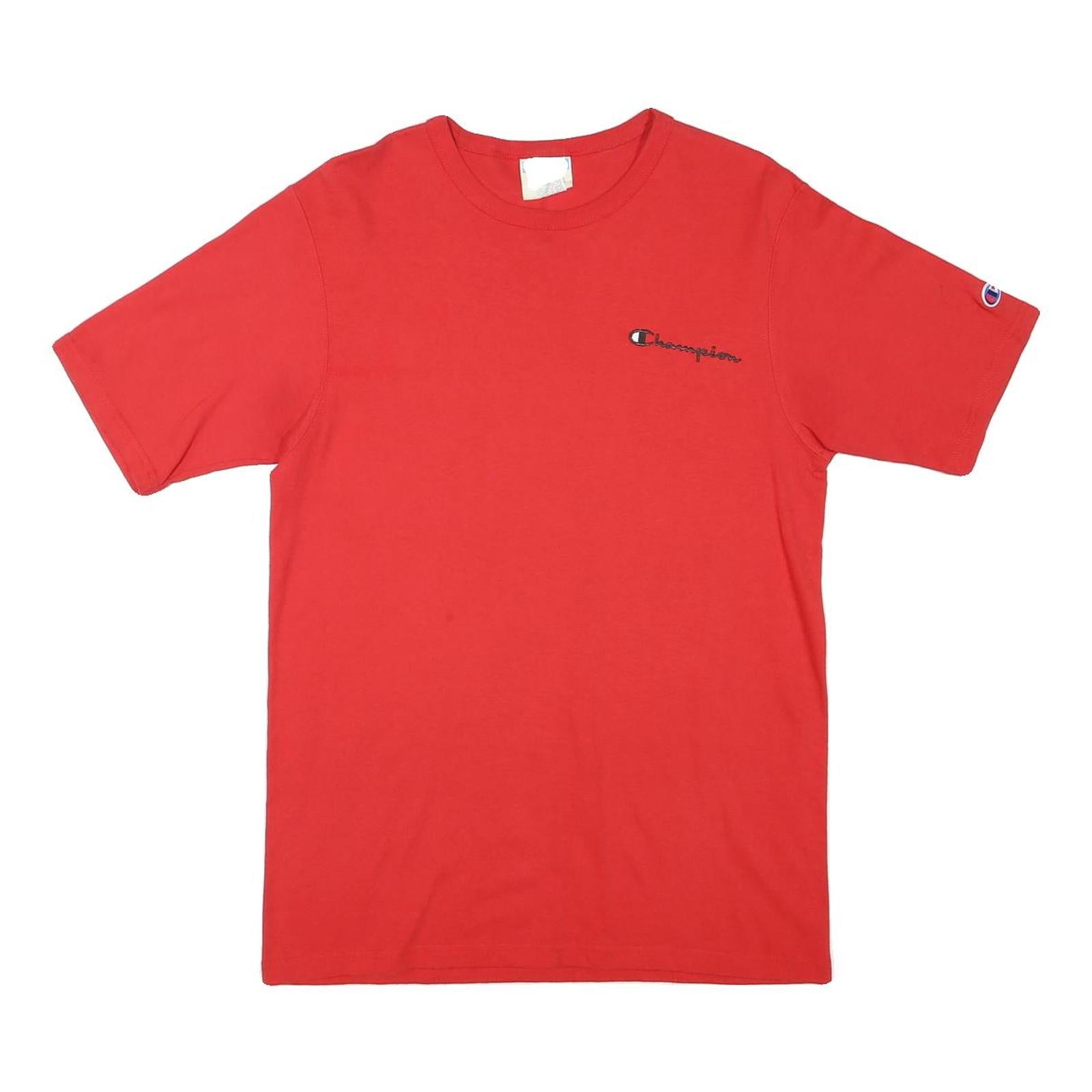 CHAMPION Mens Red Classic T-Shirt M Short Sleeve Crew Neck Logo Embroidered