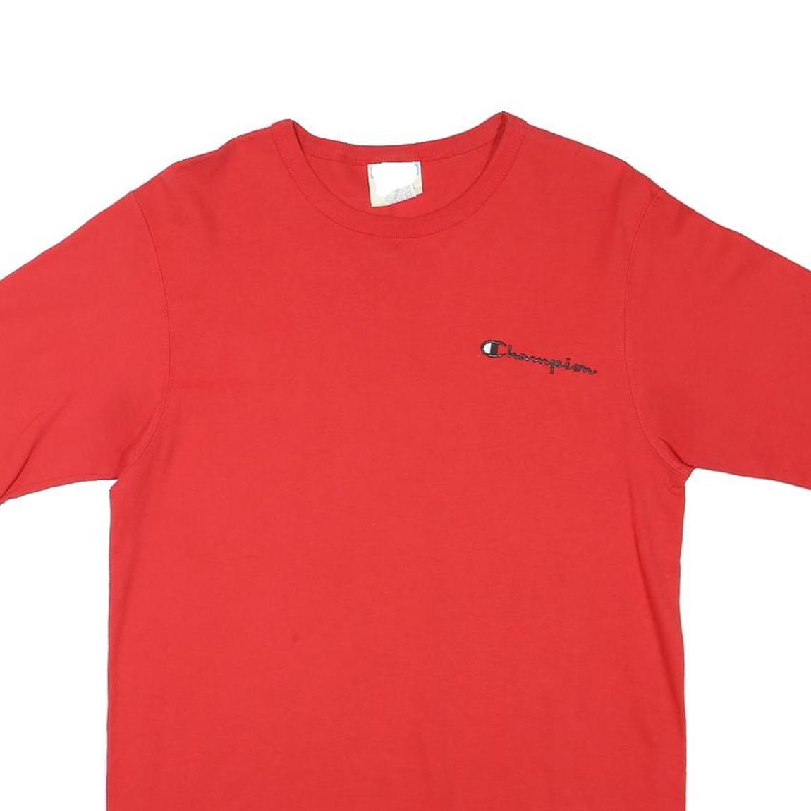 CHAMPION Mens Red Classic T-Shirt M Short Sleeve Crew Neck Logo Embroidered