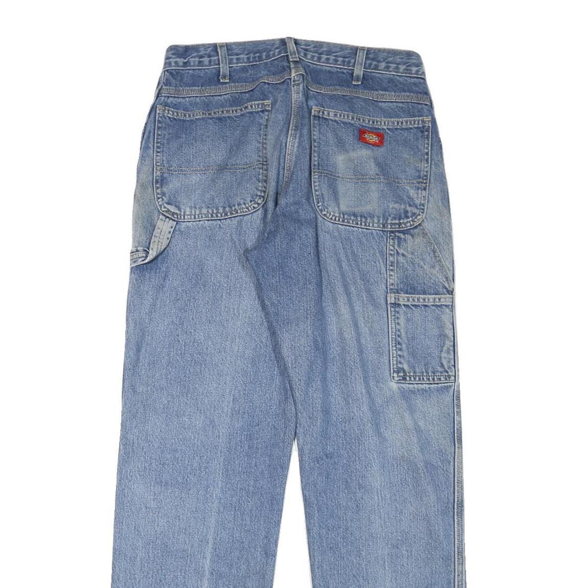 DICKIES Mens Jeans Blue Regular Straight Denim W32 L33 Workwear Zip Closure