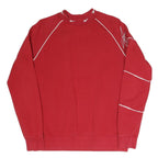 REEBOK Womens Red Crew Neck M Logo Sweatshirt Cotton Blend Casual Pullover