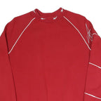 REEBOK Womens Red Crew Neck M Logo Sweatshirt Cotton Blend Casual Pullover