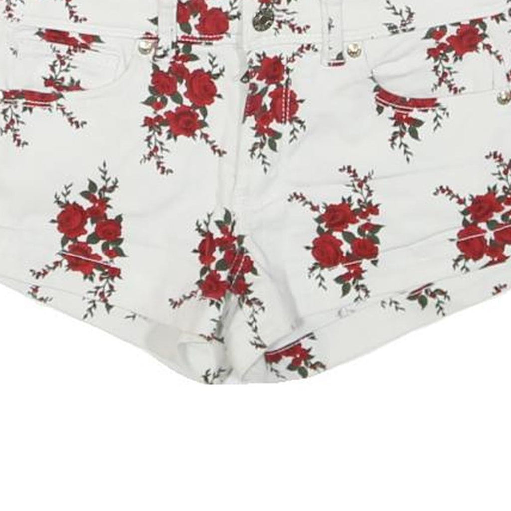 GUESS Womens White & Red Floral Print Casual Shorts XXS W26 Cotton Blend