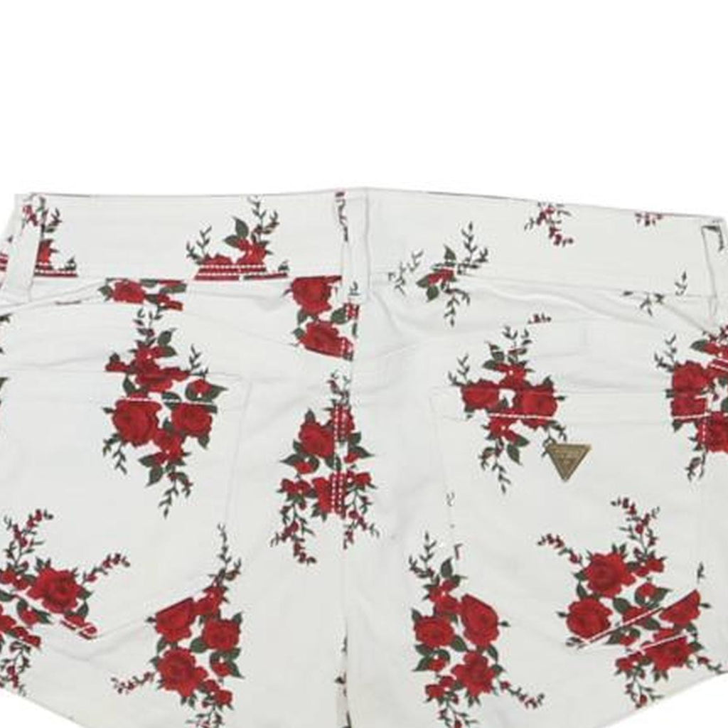 GUESS Womens White & Red Floral Print Casual Shorts XXS W26 Cotton Blend