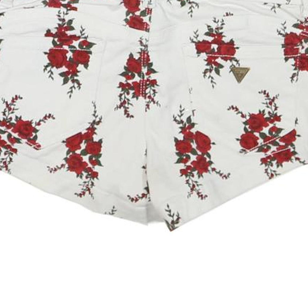 GUESS Womens White & Red Floral Print Casual Shorts XXS W26 Cotton Blend
