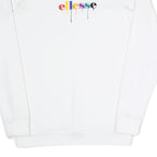 ELLESSE Mens White S Sweatshirt Cotton Blend Pullover Crew Neck Rainbow Logo