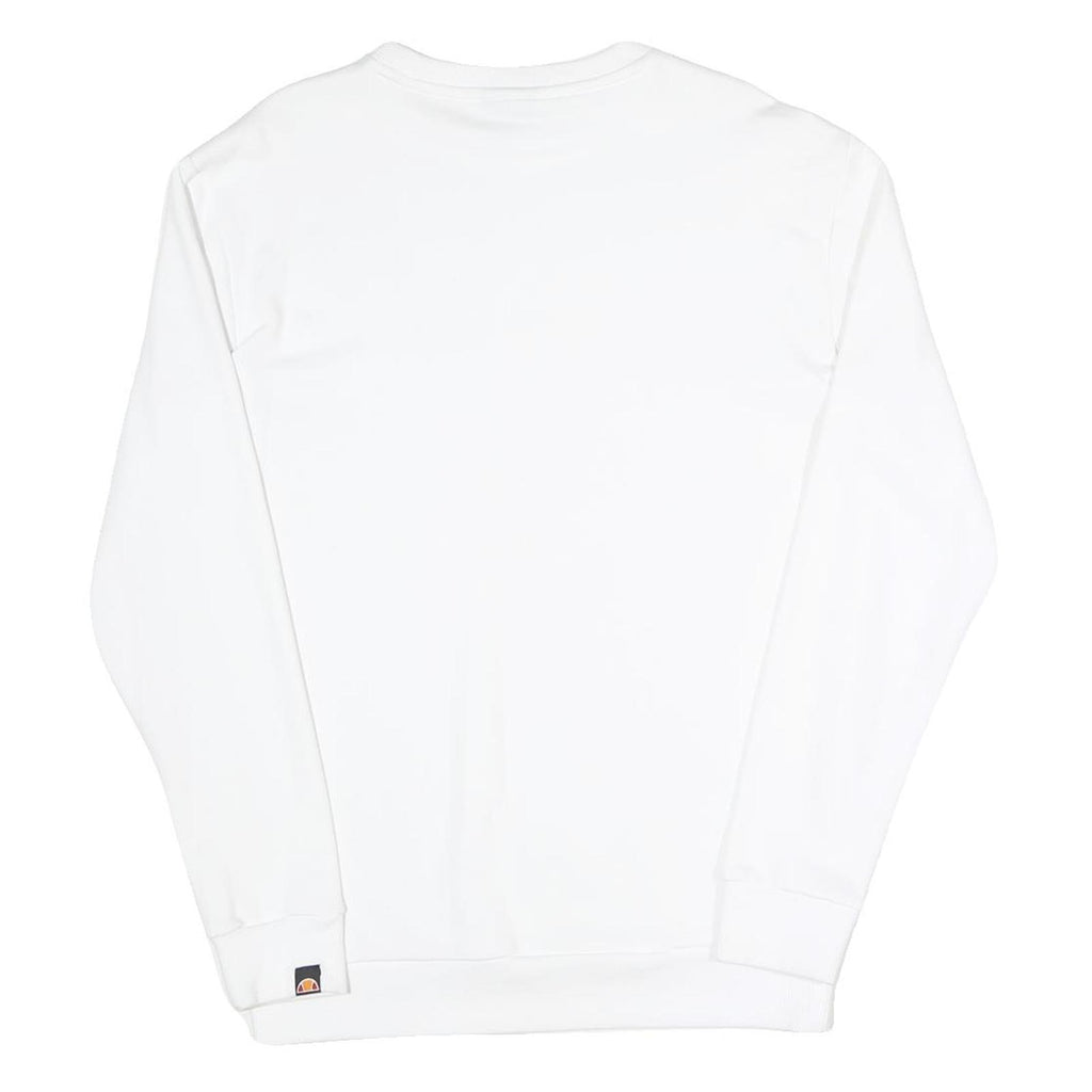 ELLESSE Mens White S Sweatshirt Cotton Blend Pullover Crew Neck Rainbow Logo