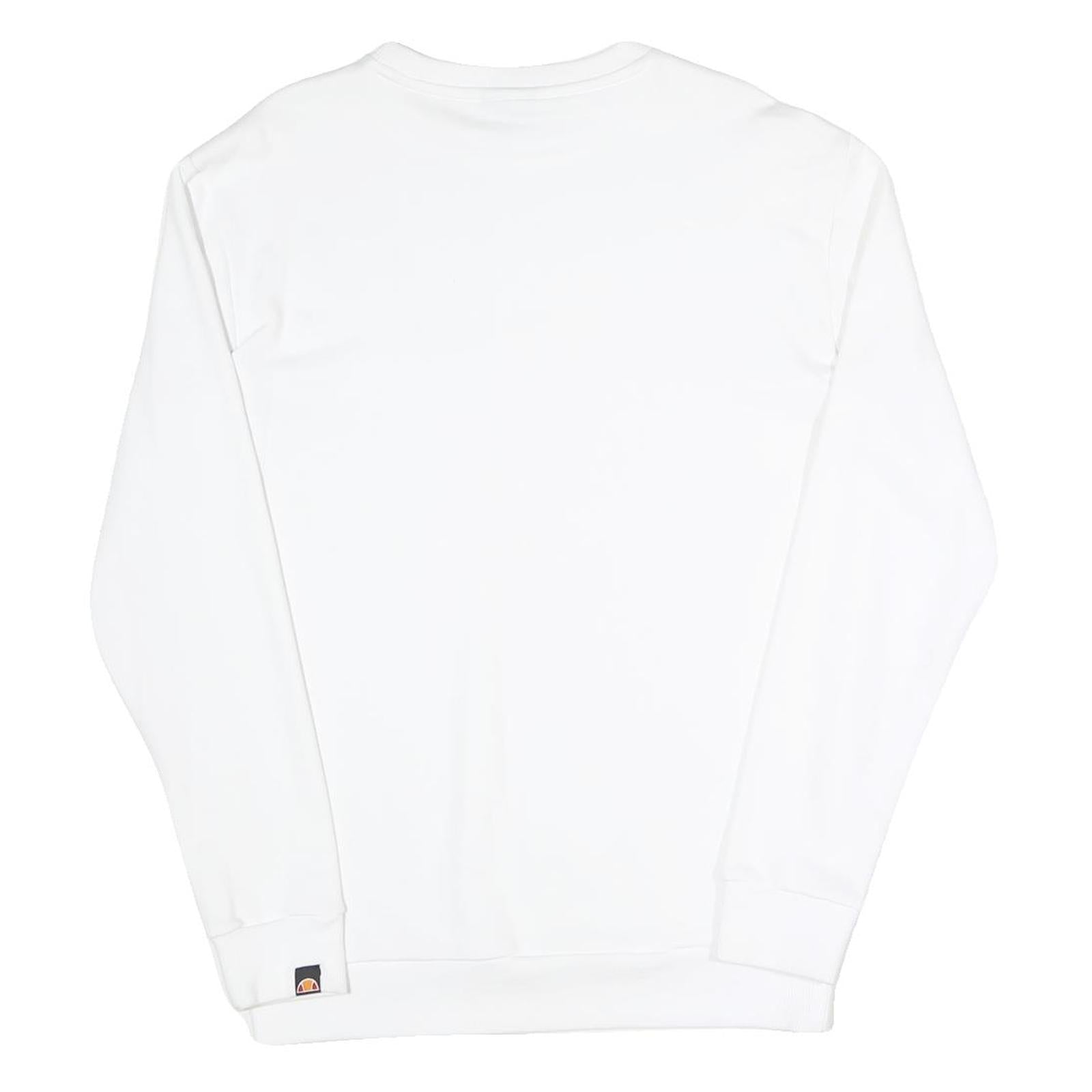 ELLESSE Mens White S Sweatshirt Cotton Blend Pullover Crew Neck Rainbow Logo