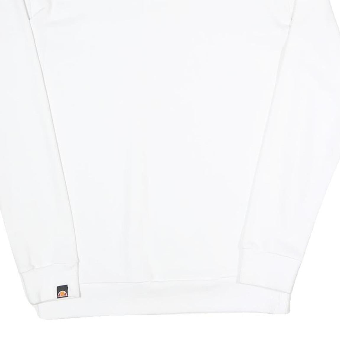 ELLESSE Mens White S Sweatshirt Cotton Blend Pullover Crew Neck Rainbow Logo