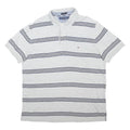 TOMMY HILFIGER Mens Grey & Navy Striped Short Sleeve Polo Shirt M Cotton Blend