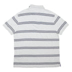 TOMMY HILFIGER Mens Grey & Navy Striped Short Sleeve Polo Shirt M Cotton Blend