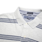 TOMMY HILFIGER Mens Grey & Navy Striped Short Sleeve Polo Shirt M Cotton Blend