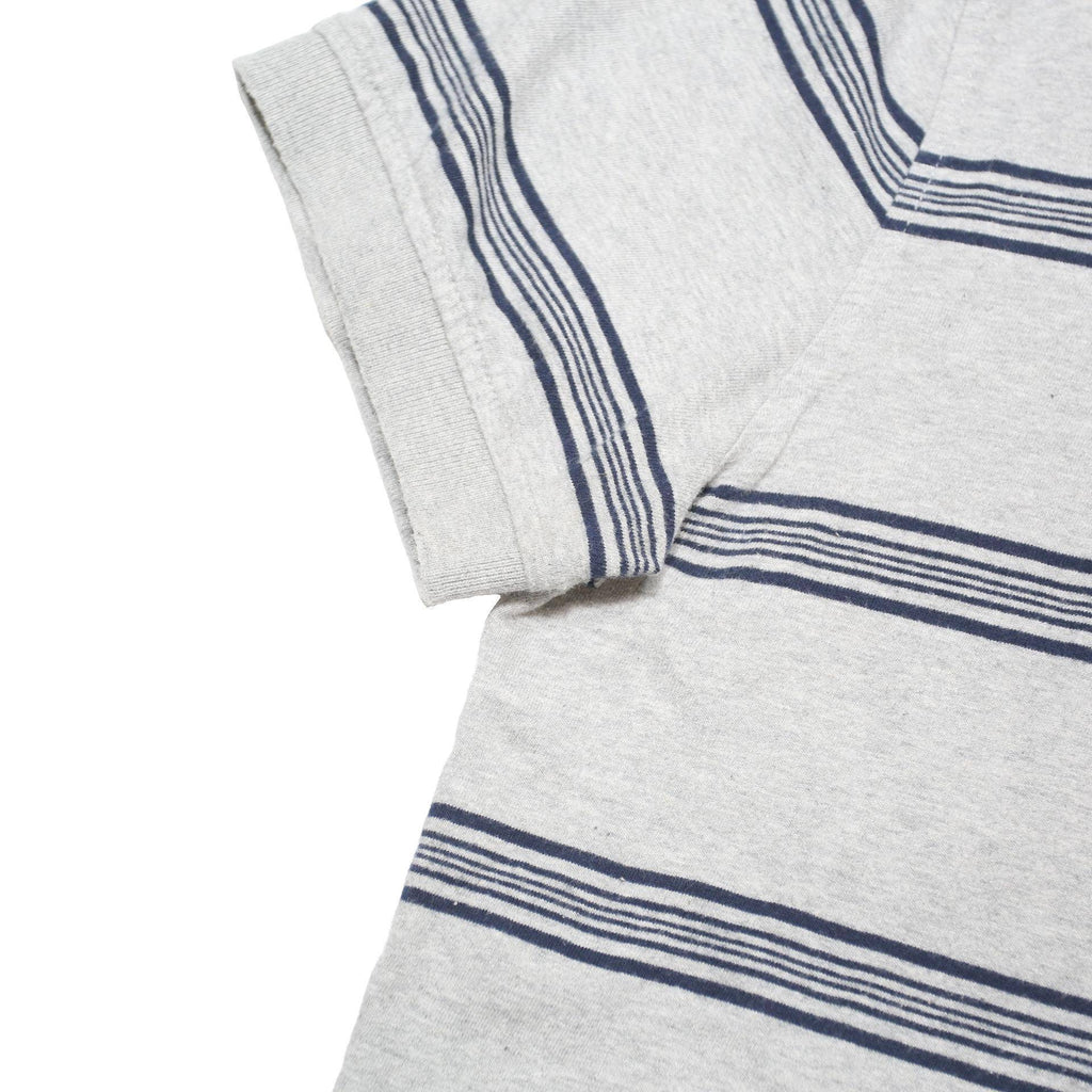 TOMMY HILFIGER Mens Grey & Navy Striped Short Sleeve Polo Shirt M Cotton Blend