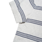TOMMY HILFIGER Mens Grey & Navy Striped Short Sleeve Polo Shirt M Cotton Blend