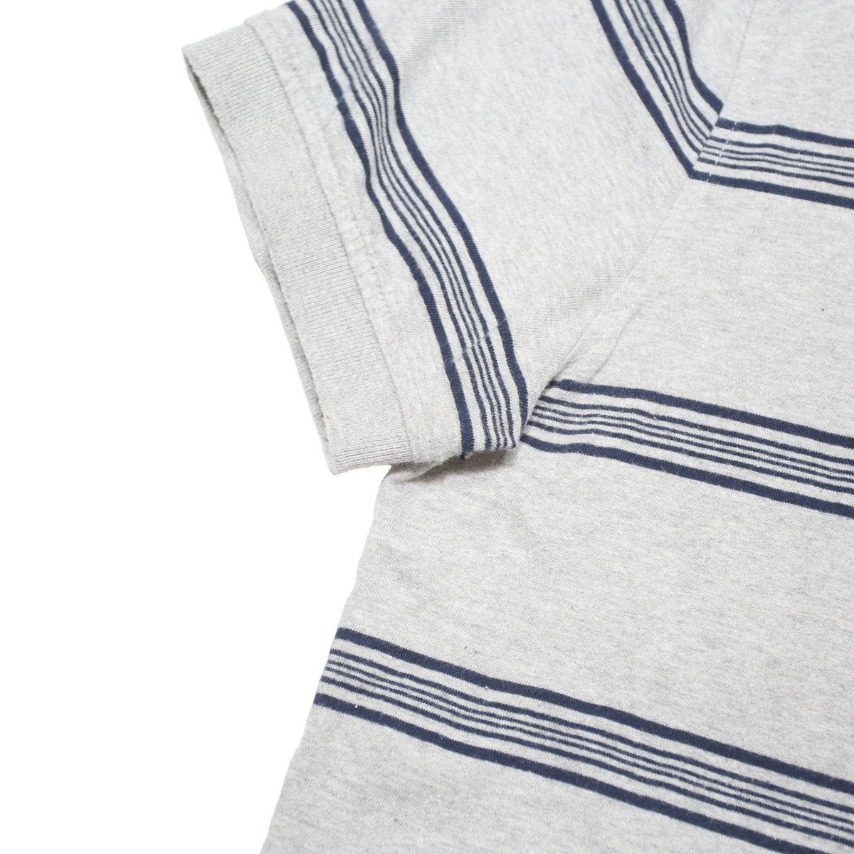 TOMMY HILFIGER Mens Grey & Navy Striped Short Sleeve Polo Shirt M Cotton Blend