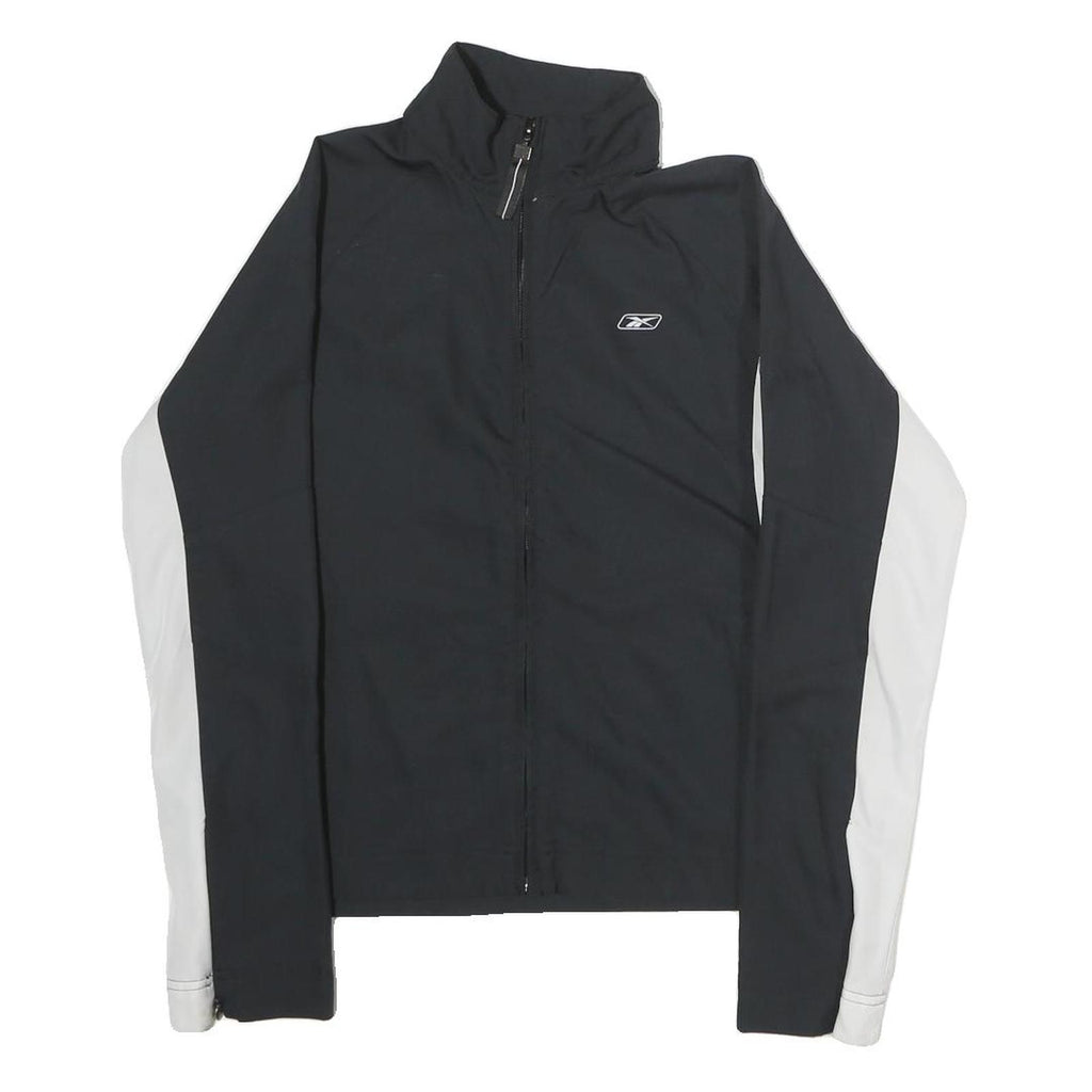 REEBOK Mens Black & White Track Jacket S Polyester Zip Sportswear Activewear