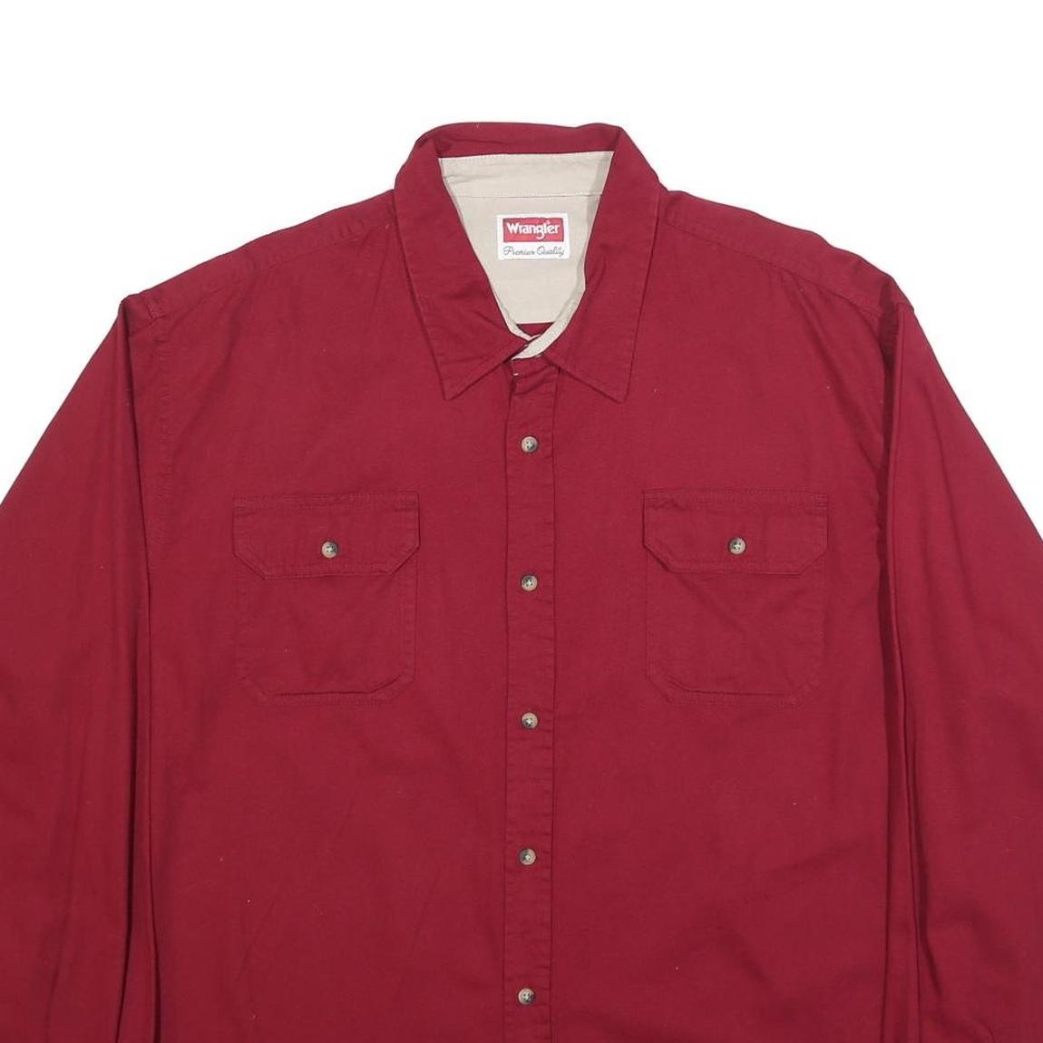 WRANGLER Mens Red 2XL Cotton Shirt Long Sleeve Casual Button Pocket