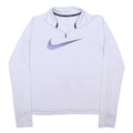 NIKE DRI FIT Womens White Purple 1/4 Zip M Running Gym Sports Sweatshirt