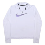 NIKE DRI FIT Womens White Purple 1/4 Zip M Running Gym Sports Sweatshirt