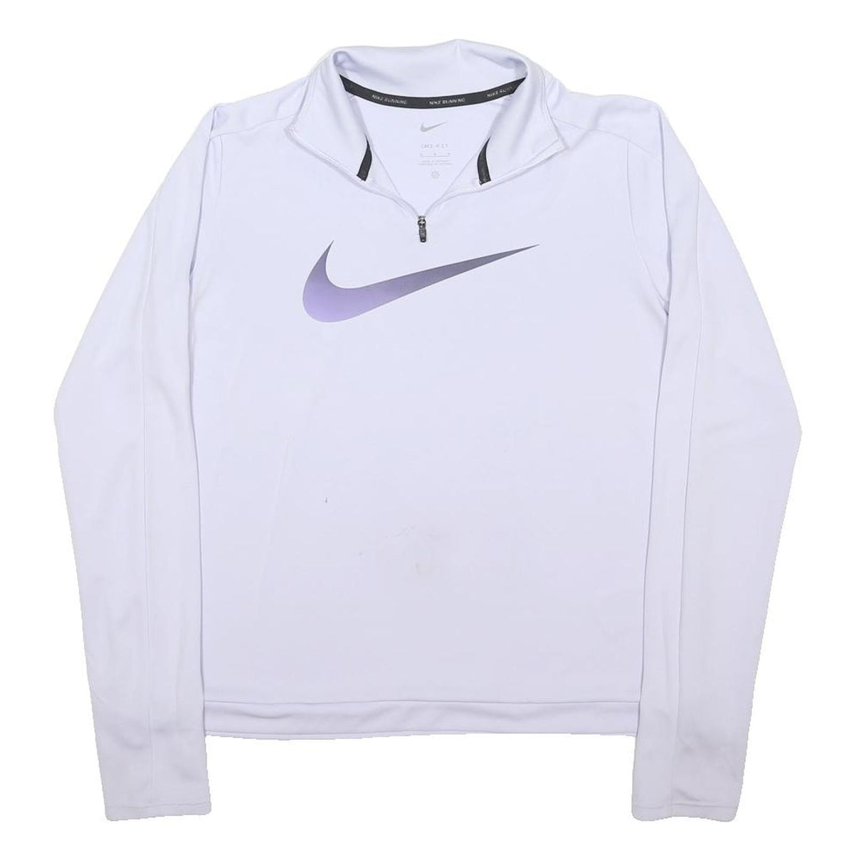 NIKE DRI FIT Womens White Purple 1/4 Zip M Running Gym Sports Sweatshirt