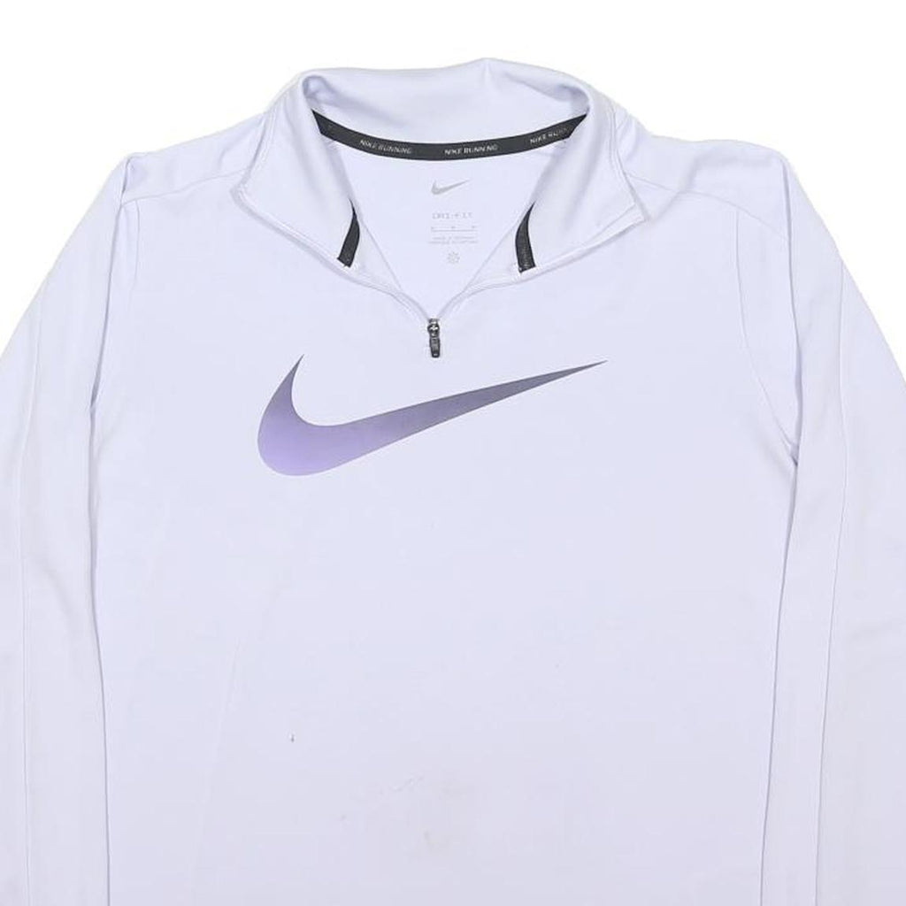 NIKE DRI FIT Womens White Purple 1/4 Zip M Running Gym Sports Sweatshirt