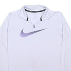 NIKE DRI FIT Womens White Purple 1/4 Zip M Running Gym Sports Sweatshirt