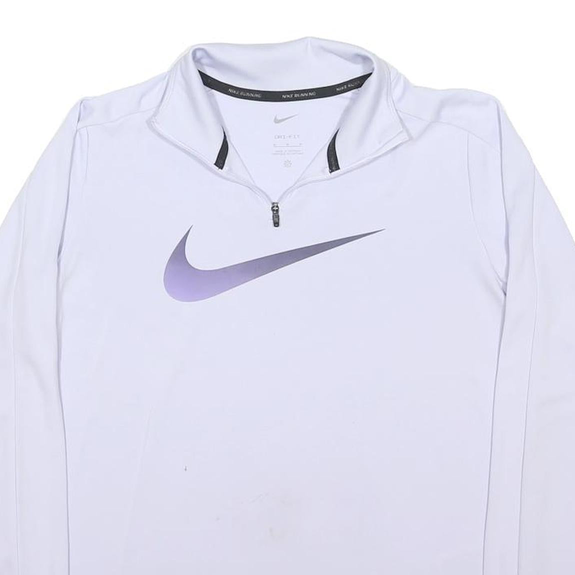 NIKE DRI FIT Womens White Purple 1/4 Zip M Running Gym Sports Sweatshirt