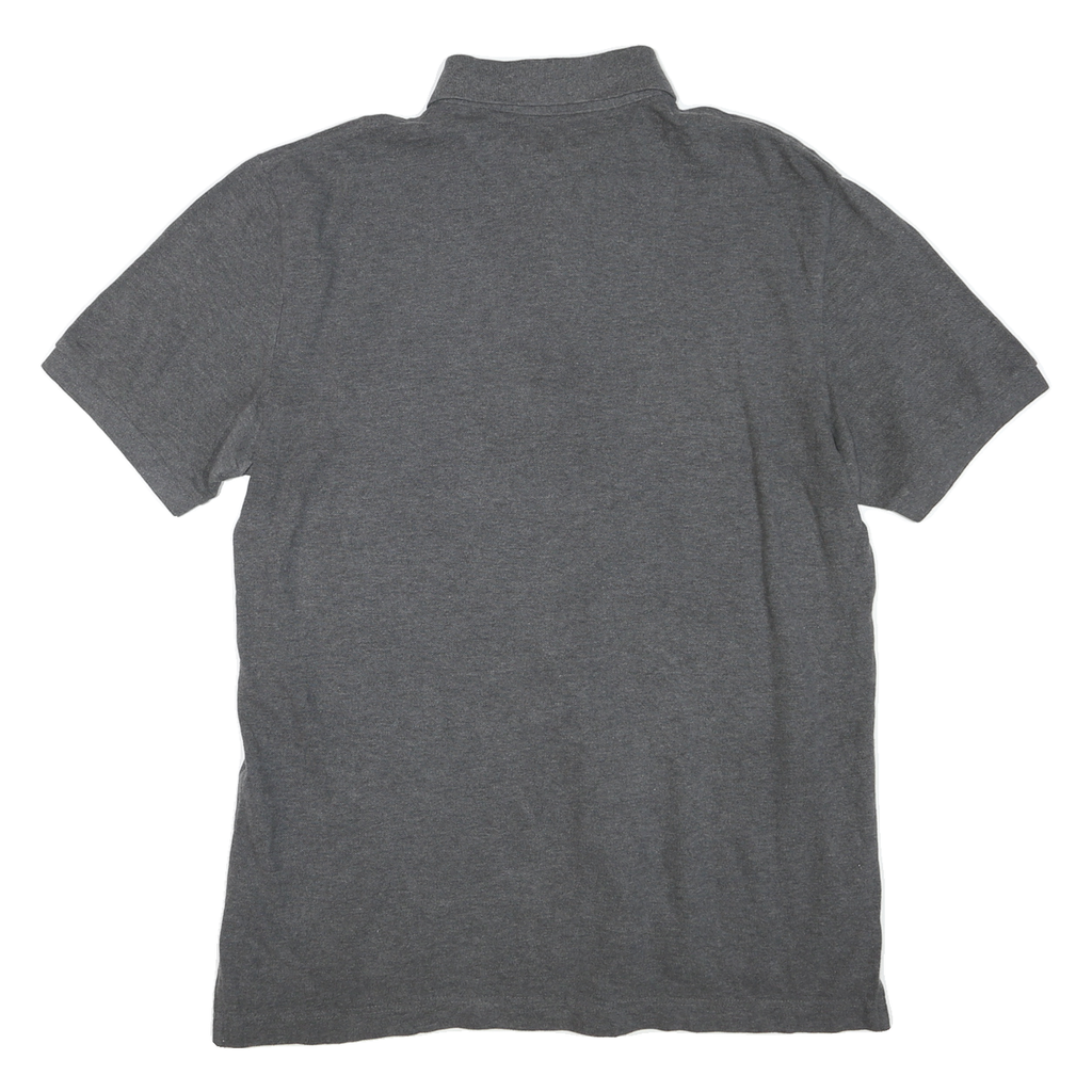TOMMY HILFIGER Mens Grey Short Sleeve Plain Polo Shirt L Classic Casual