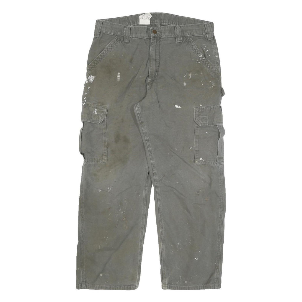 CARHARTT Mens Cotton Blend Relaxed Cargo Trousers W34 L27 Workwear Utility Zip