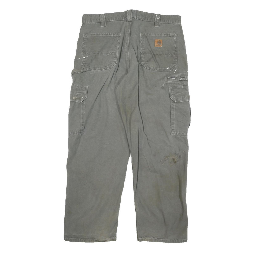 CARHARTT Mens Cotton Blend Relaxed Cargo Trousers W34 L27 Workwear Utility Zip