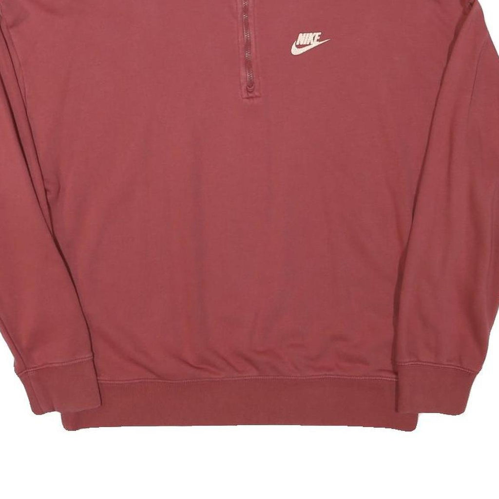 NIKE Mens Red Half Zip XS Sweatshirt Cotton Blend Sports Casual Pullover