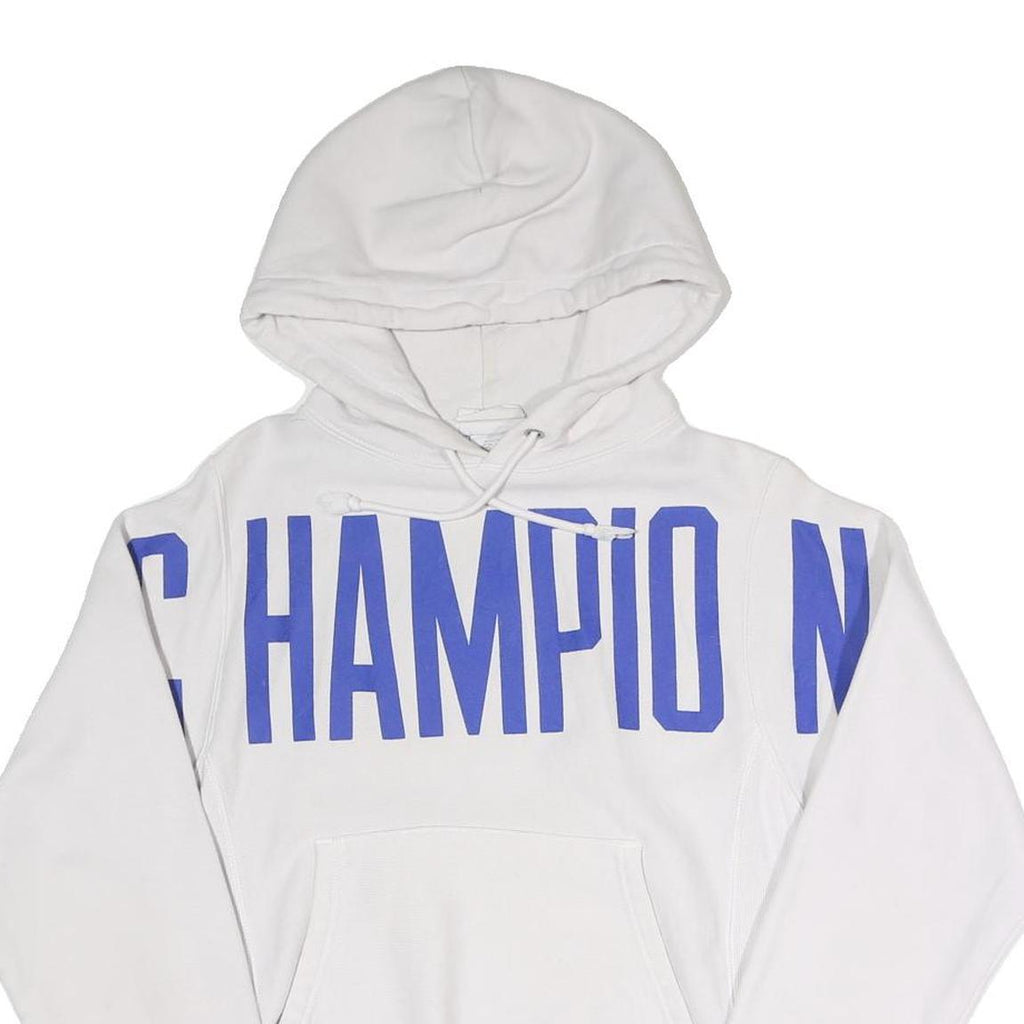 CHAMPION REVERSE WEAVE Mens White Hoodie Pullover XS Cotton Blend Drawstring