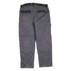 DICKIES Mens Cotton Blend Grey & Black Regular Leg Trousers W38 L32 Workwear