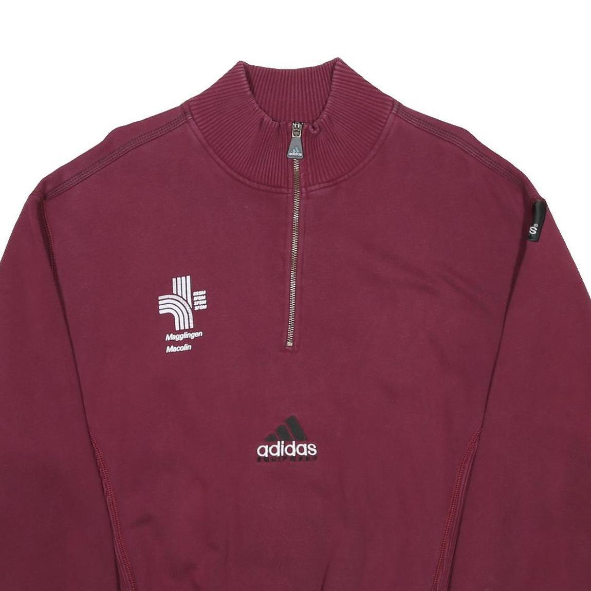 ADIDAS Equipment Mens Maroon Sweatshirt Half Zip M Cotton Blend Sportswear