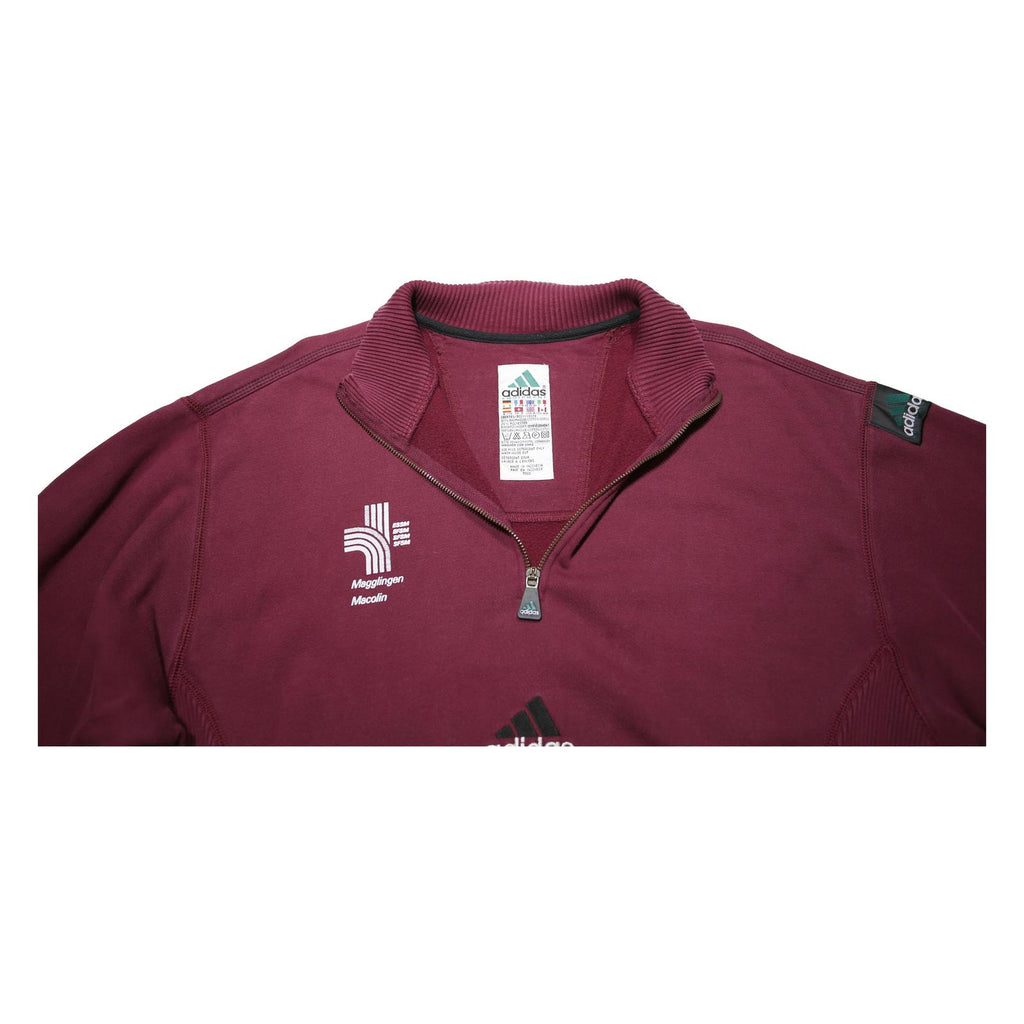 ADIDAS Equipment Mens Maroon Sweatshirt Half Zip M Cotton Blend Sportswear
