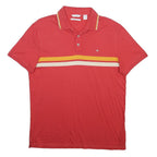 CALVIN KLEIN Mens Red & Yellow Short Sleeve Striped M Polo Shirt Cotton Casual