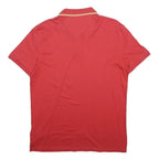 CALVIN KLEIN Mens Red & Yellow Short Sleeve Striped M Polo Shirt Cotton Casual