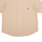 CHAPS Mens Beige & White Check Shirt XL Cotton Button Down Short Sleeve Casual