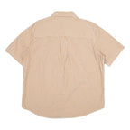 CHAPS Mens Beige & White Check Shirt XL Cotton Button Down Short Sleeve Casual