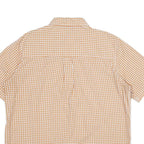 CHAPS Mens Beige & White Check Shirt XL Cotton Button Down Short Sleeve Casual