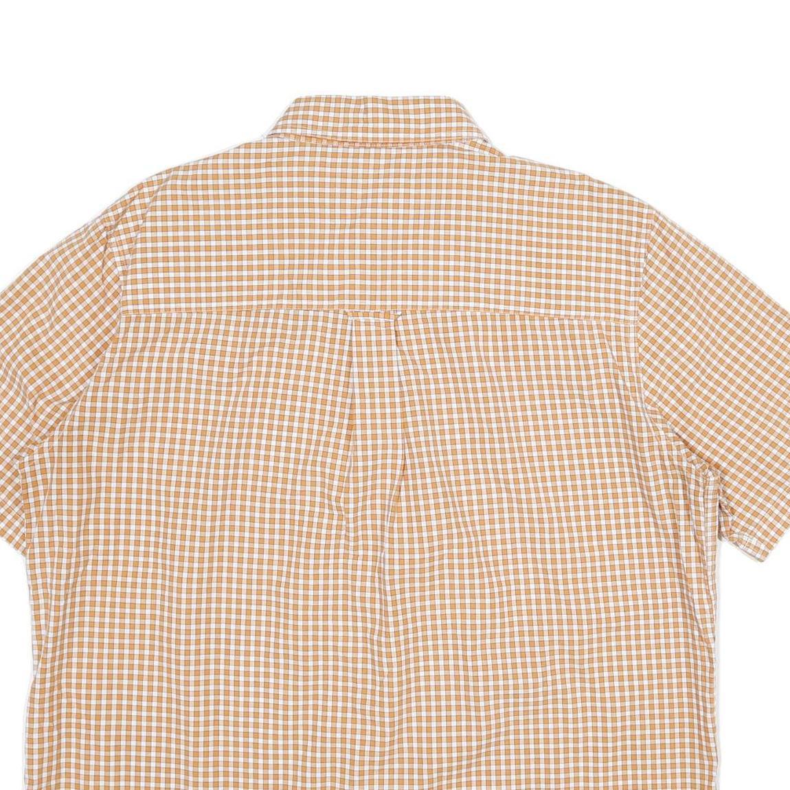 CHAPS Mens Beige & White Check Shirt XL Cotton Button Down Short Sleeve Casual
