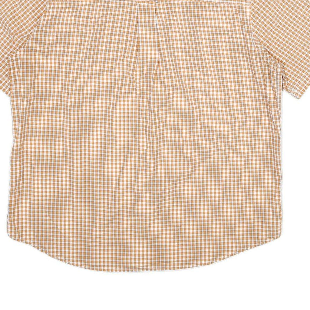 CHAPS Mens Beige & White Check Shirt XL Cotton Button Down Short Sleeve Casual